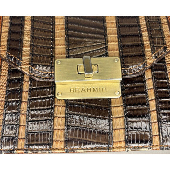 Brahmin Ophelia Rose Brown Black Leather Satchel Purse Crossbody Rose Tassel - Picture 3 of 7